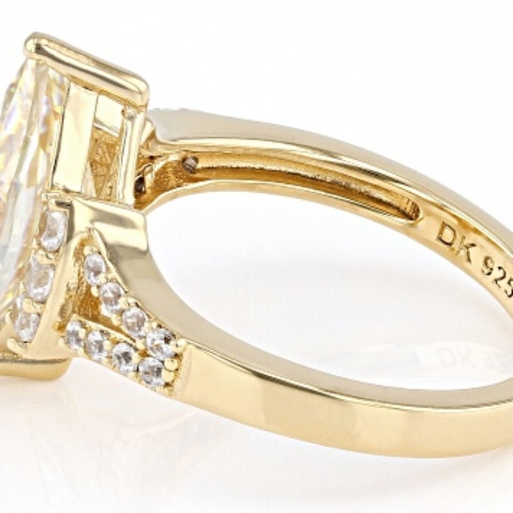 Candlelight Strontium Titanate and white zircon 18k yellow gold over silver ring - Picture 7 of 8